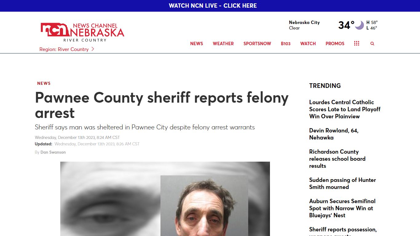 Pawnee County sheriff reports felony arrest - News Channel Nebraska