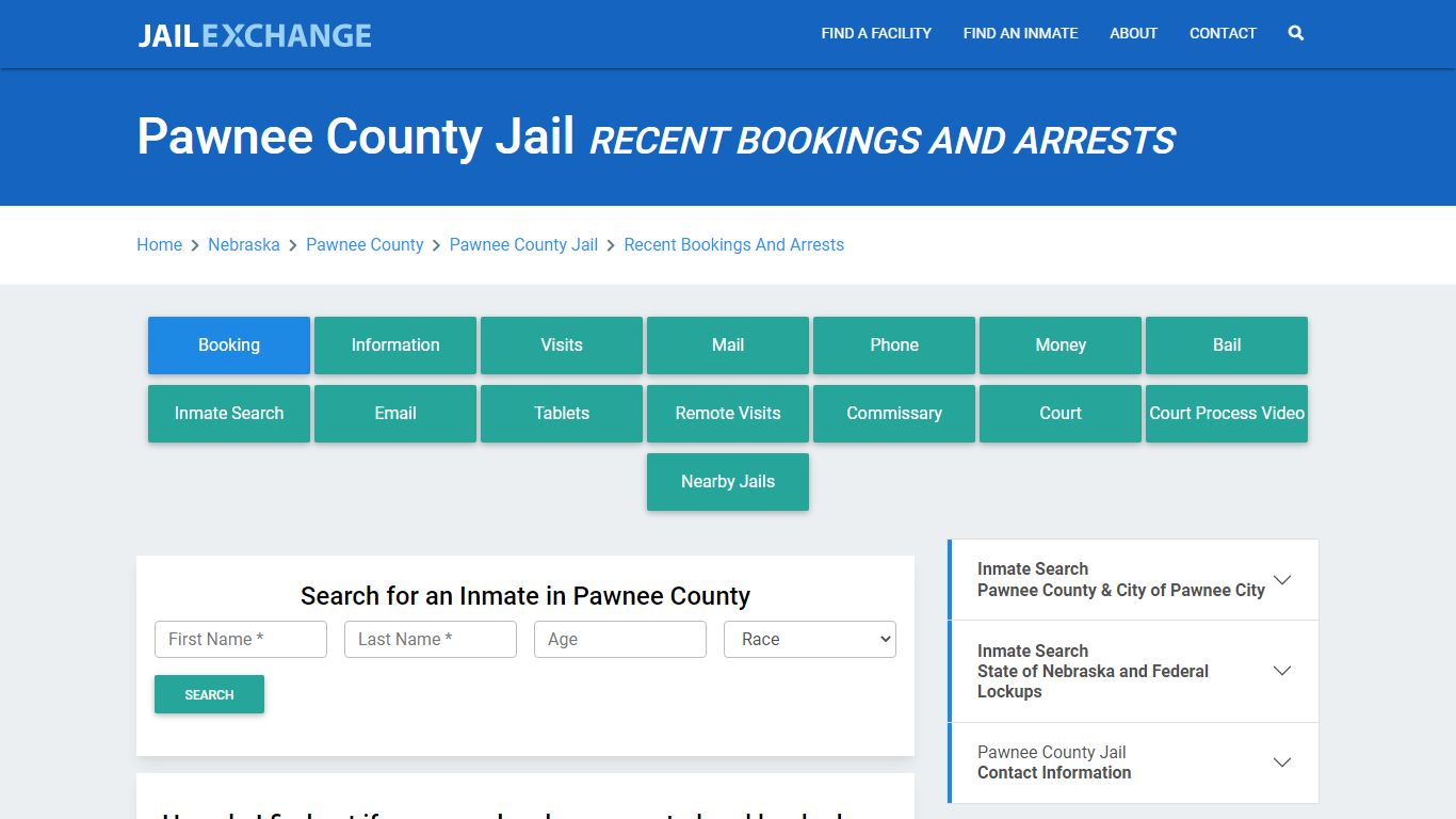 Pawnee County Jail NE Recent Arrests and Bookings - Jail Exchange