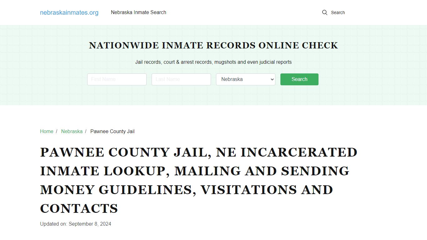 Pawnee County Jail, NE: Offender Locator, Visitation & Contact Info